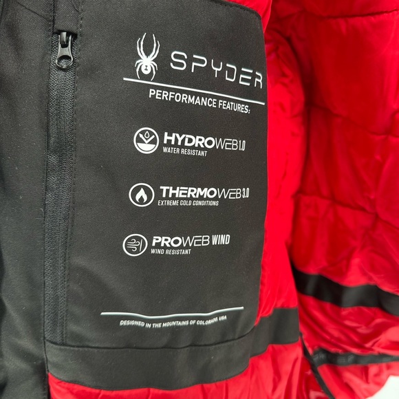 Spyder Black Jacket with White Logo and Red Accent - Picture 6 of 8